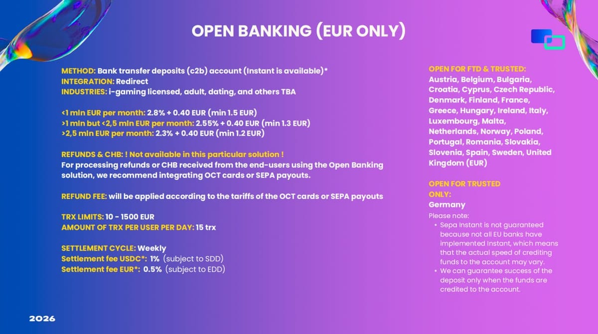 🇪🇺 Offer for Open Banking FTD for Tier 1 countries